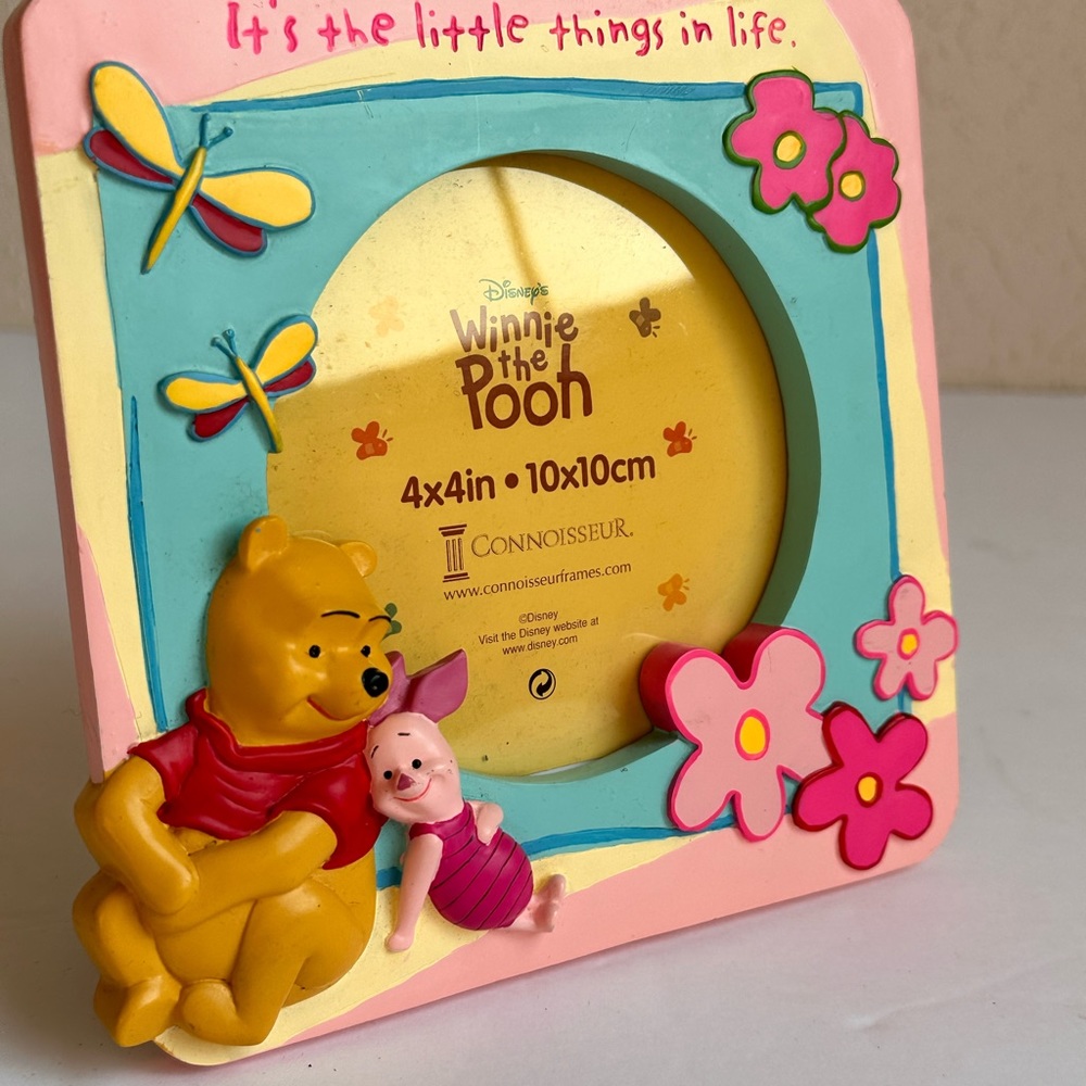 Winnie The Pooh & Piglet 3D Picture Frame flowers and dragonflies -Disney Store
